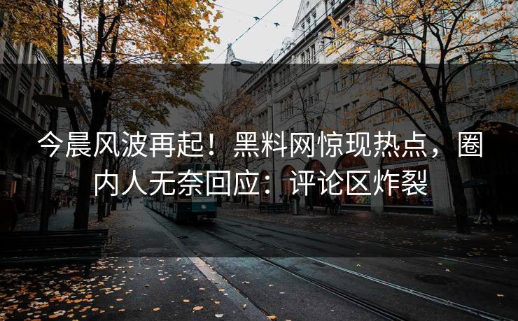 今晨风波再起！黑料网惊现热点，圈内人无奈回应：评论区炸裂