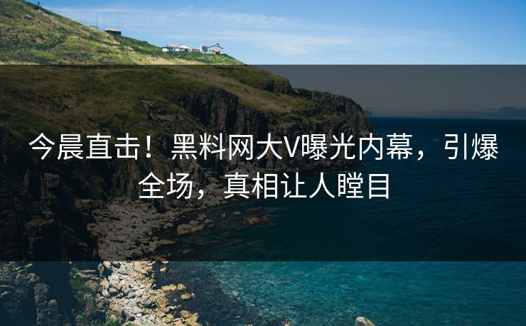 今晨直击！黑料网大V曝光内幕，引爆全场，真相让人瞠目