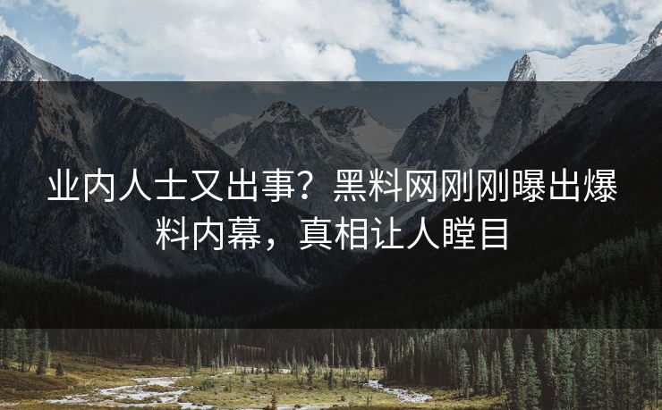 业内人士又出事？黑料网刚刚曝出爆料内幕，真相让人瞠目