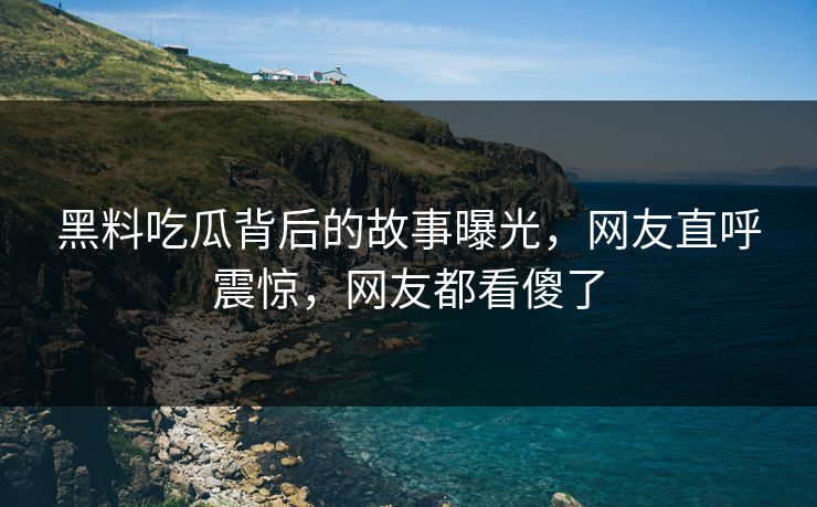 黑料吃瓜背后的故事曝光，网友直呼震惊，网友都看傻了