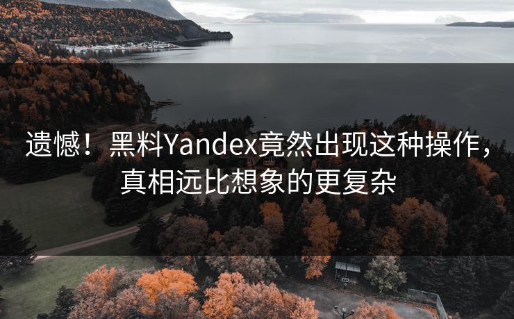 遗憾！黑料Yandex竟然出现这种操作，真相远比想象的更复杂
