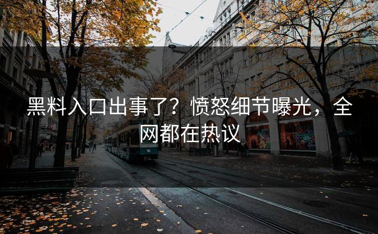 黑料入口出事了？愤怒细节曝光，全网都在热议