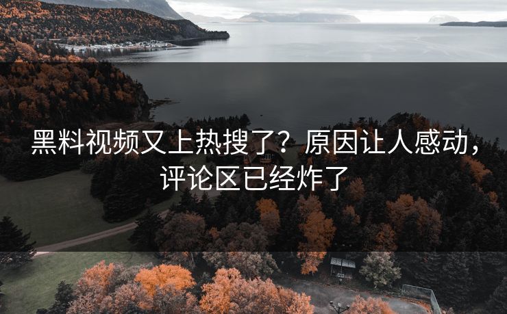 黑料视频又上热搜了？原因让人感动，评论区已经炸了