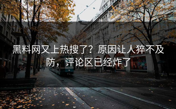 黑料网又上热搜了？原因让人猝不及防，评论区已经炸了