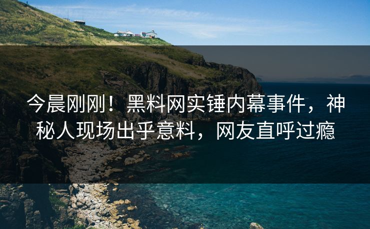 今晨刚刚！黑料网实锤内幕事件，神秘人现场出乎意料，网友直呼过瘾