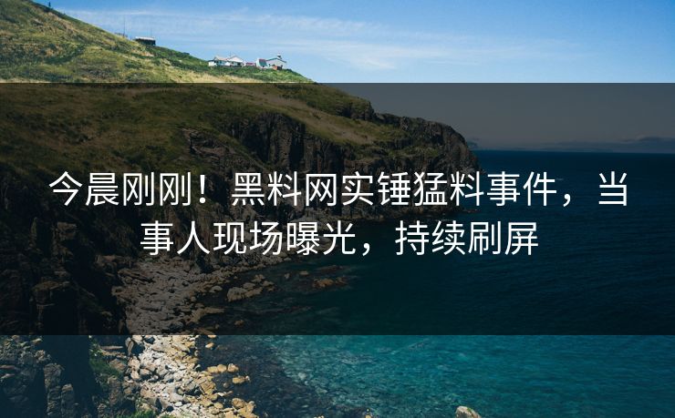 今晨刚刚！黑料网实锤猛料事件，当事人现场曝光，持续刷屏