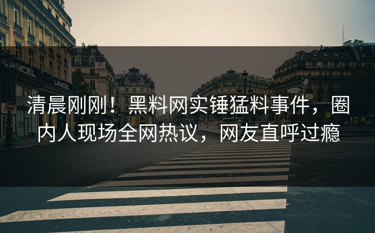 清晨刚刚！黑料网实锤猛料事件，圈内人现场全网热议，网友直呼过瘾